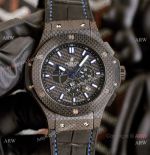 Fake Hublot Watches Big Bang Carbon Fiber Watches Blue Markers